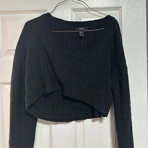 Forever 21 Black Ribbed Cropped Top